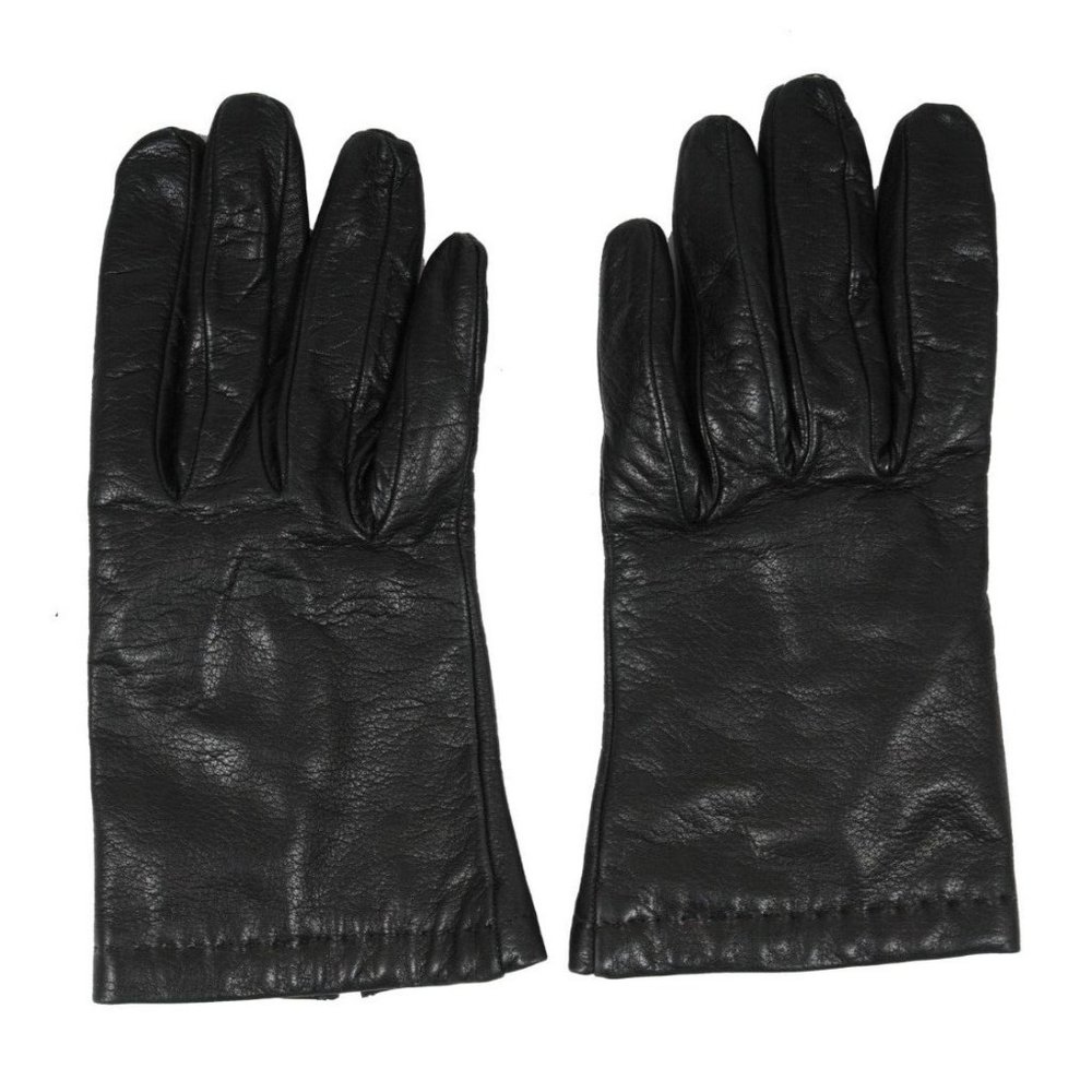 Malo Vintage Womens Gloves Size 7.5 Black 100% Leather Cashmere Lined Mittens